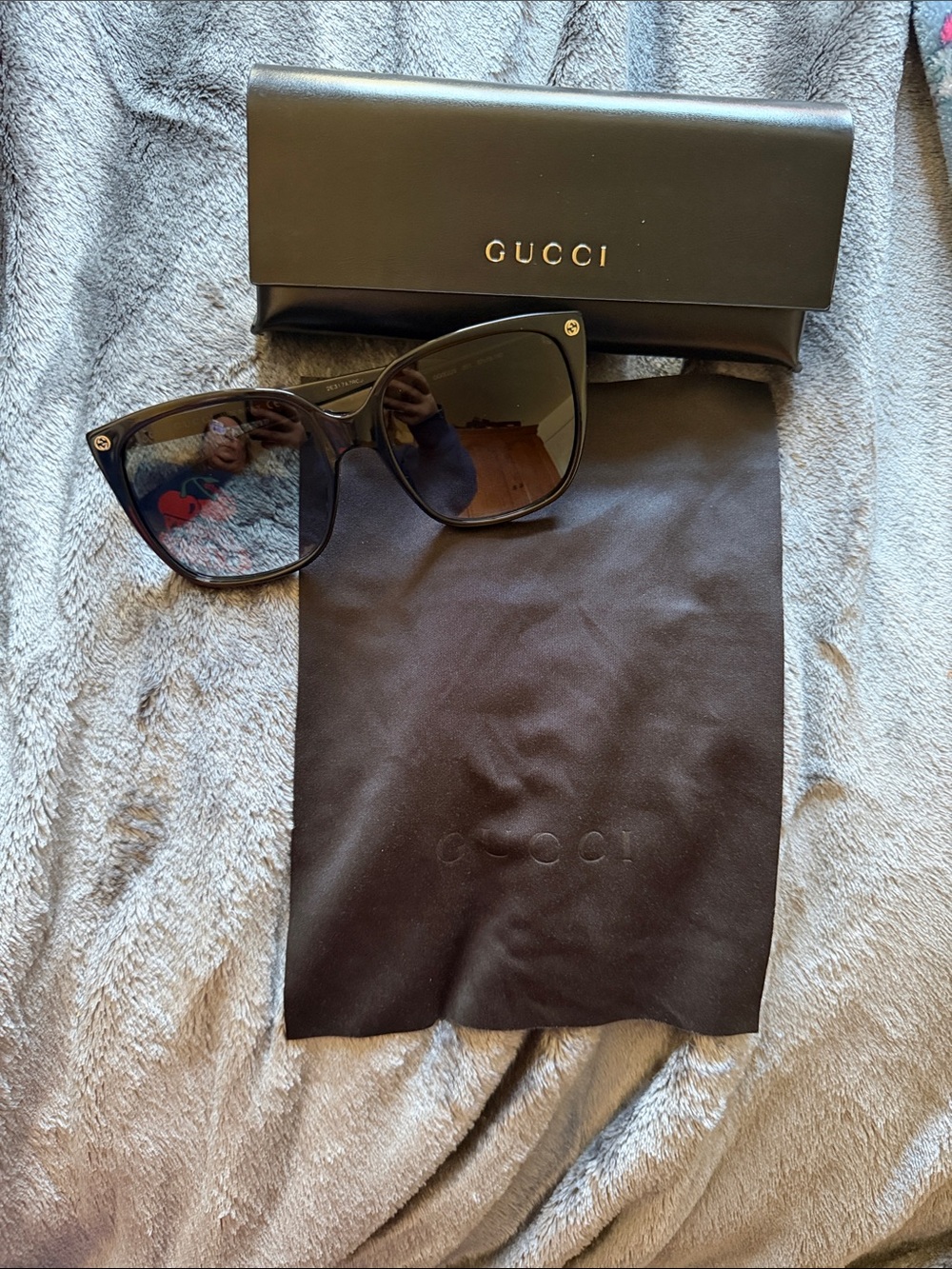 Authentic Gucci Black Square Sunglasses with Dark Lenses Legit Grails COA